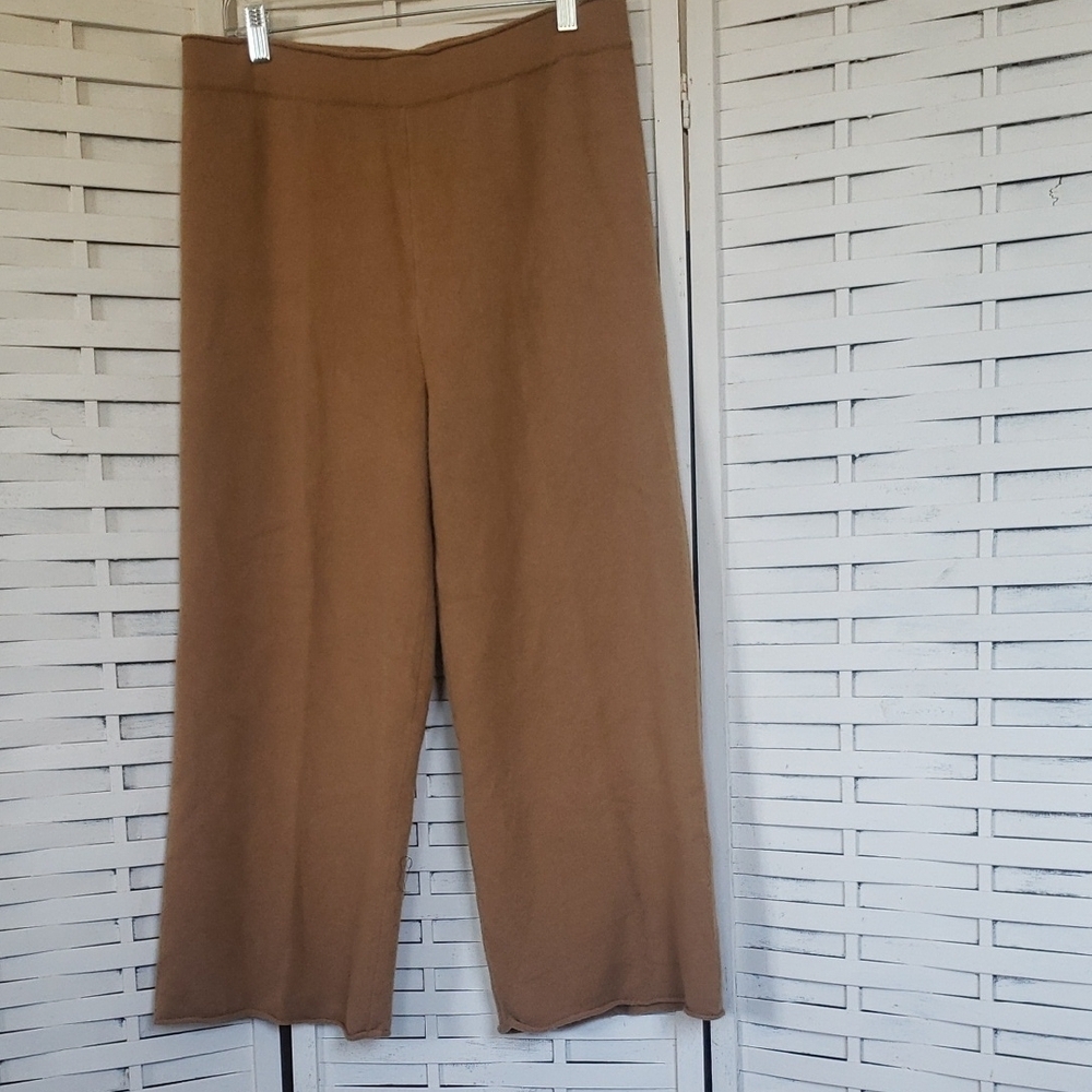 Outerknown Wool Wide-Leg Knit Pants in Camel L